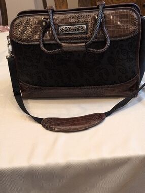Brighton Brown Croc-Trim Travel   Bag